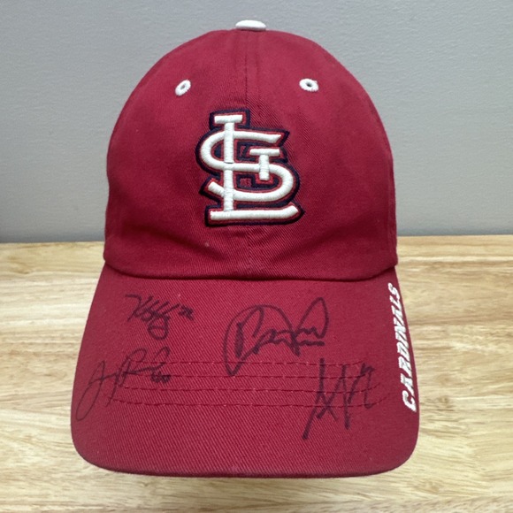 Fan Favorite St. Louis Cardinals 4 Autographs Adjustable Cap Hat OSFM - Picture 1 of 16